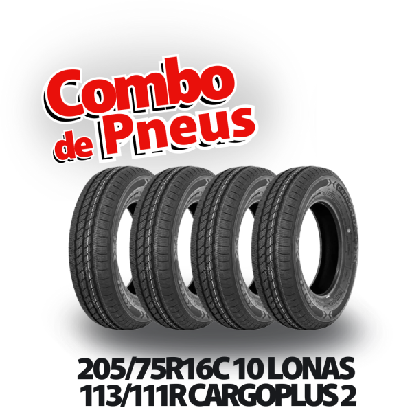 COMBO DE PNEUS 205/75R16C 10 LONAS 113/111R  CARGOPLUS 2