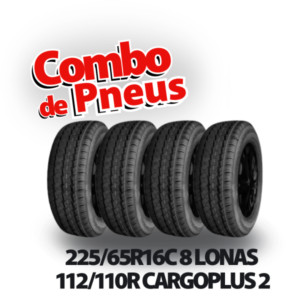 COMBO DE PNEUS 225/65R16C 8 LONAS 112/110R  CARGOPLUS 2