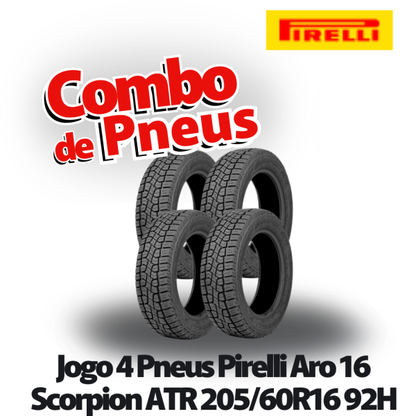 Jogo 4 Pneus Pirelli Aro 16 Scorpion ATR 205/60R16 92H